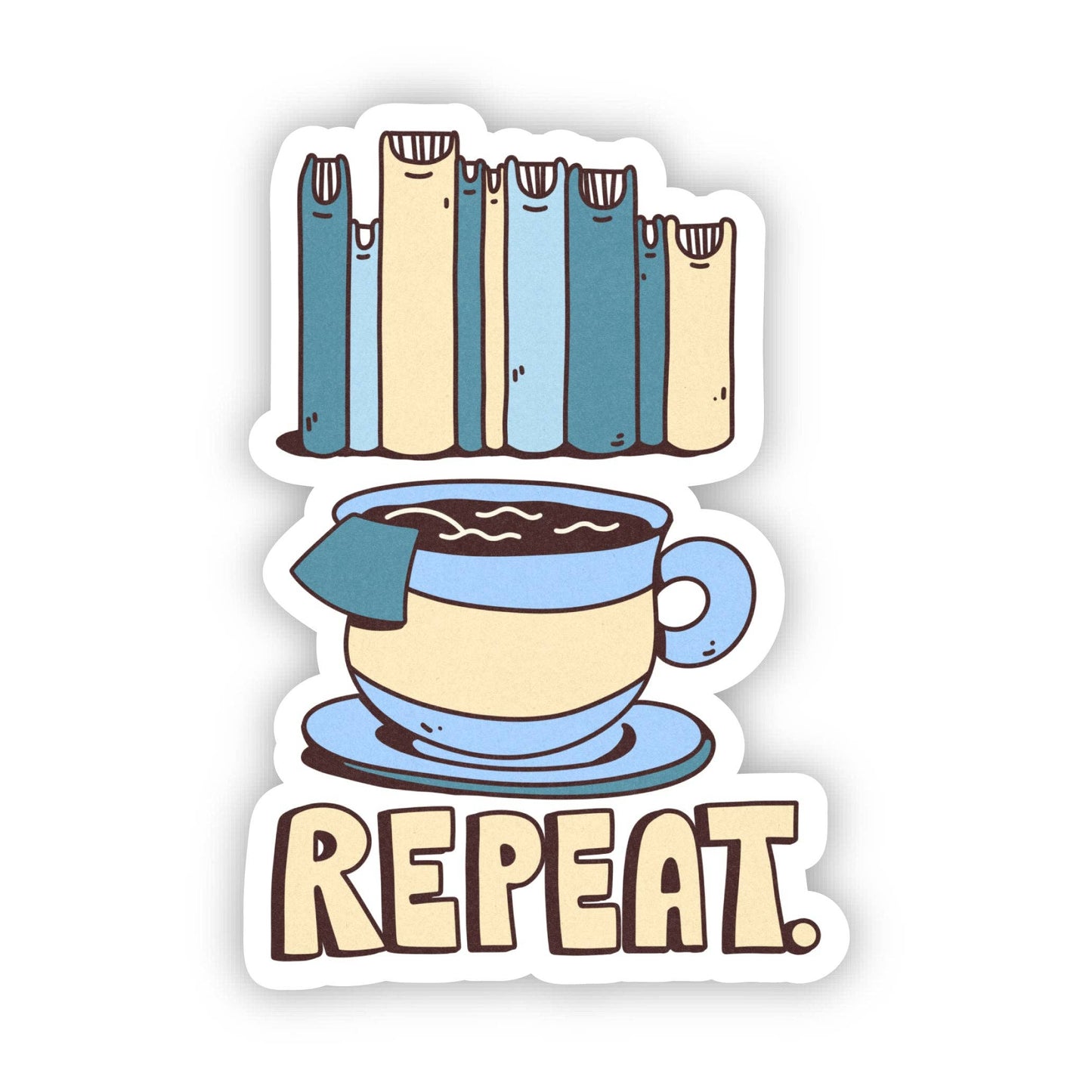 Books Tea Repeat Sticker