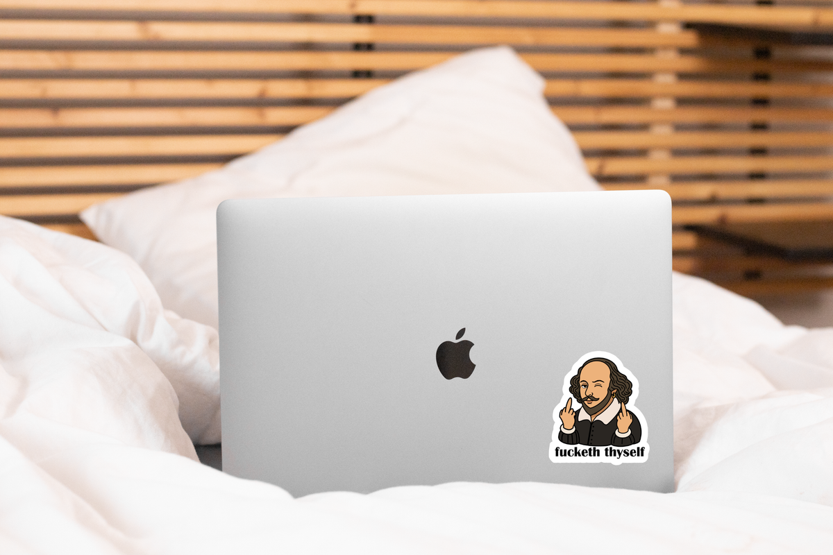 Fucketh Thyself Sticker - Shakespeare, poem, book, funny