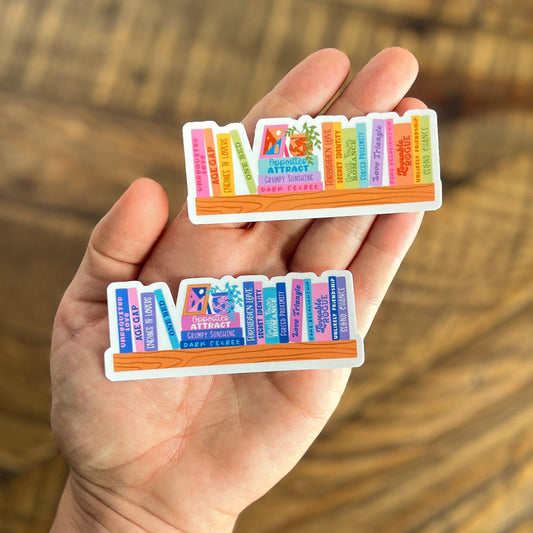Book Trope Bookshelf Vinyl Sticker: Small / Warm