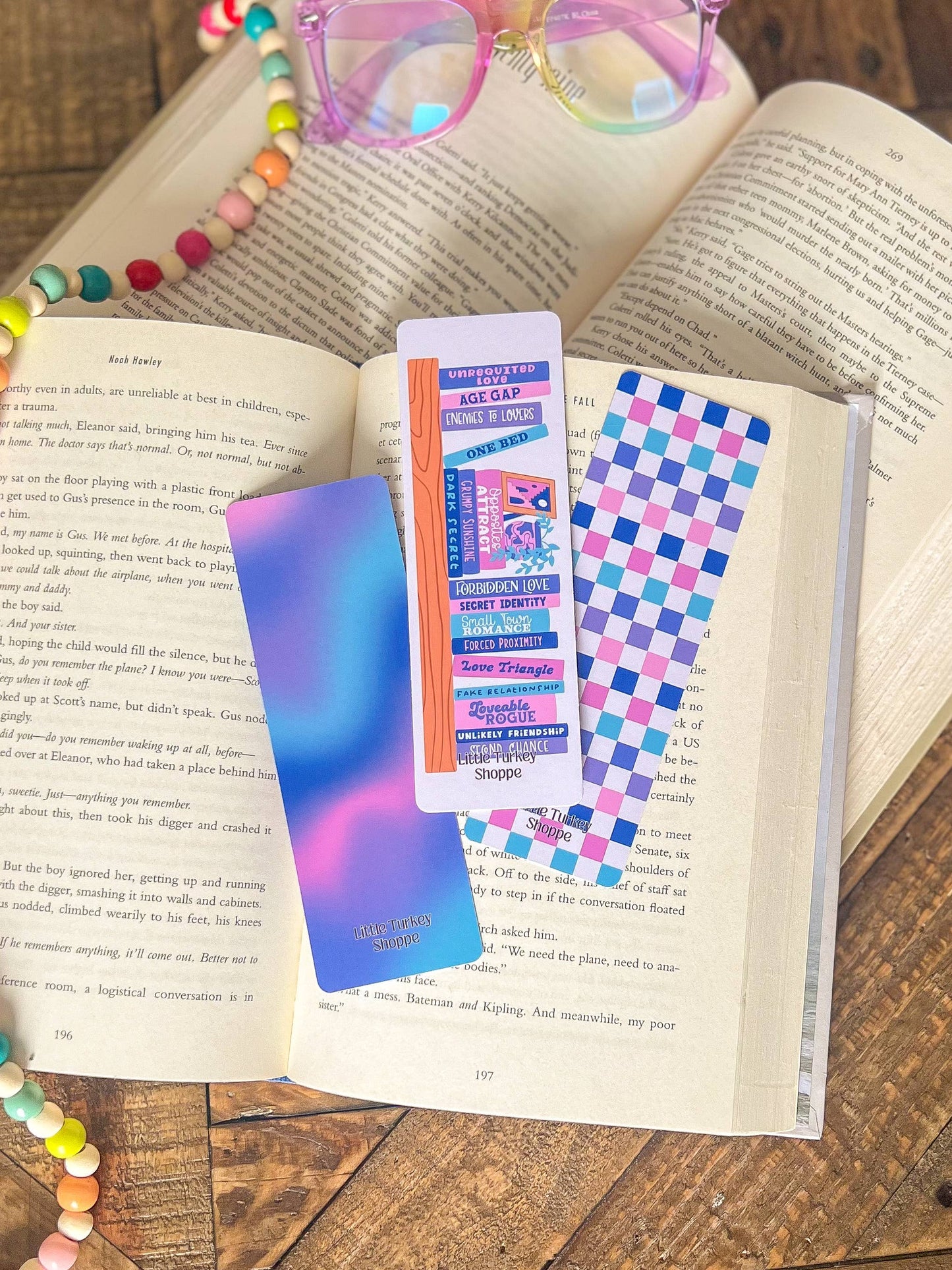 Book Trope Bookshelf Bookmark Set, Cool Tone: Glossy - Laminated / Book Tropes