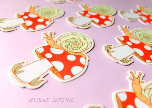 Snail & Toadstool, Mushroom, Retro Shroom Vinyl Sticker
