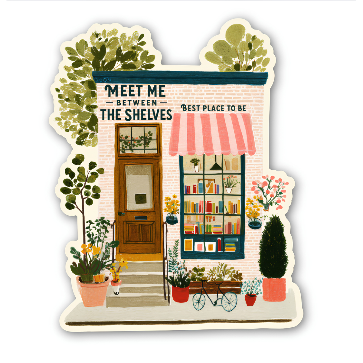 Meet Me Between the Shelves Bookstore Sticker, Book Lover