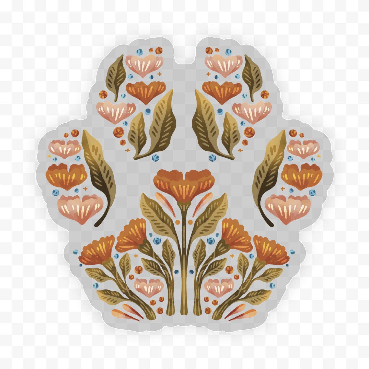 Floral paw print clear sticker