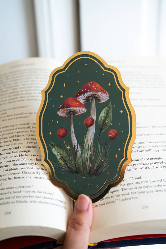 Vintage Mushroom Gold Foil Bookmark | Bookish Romantasy