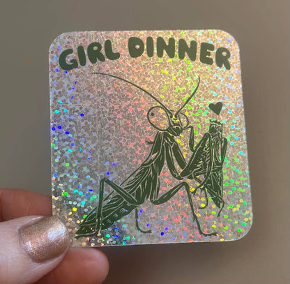 Girl Dinner Sticker (Glitter or White Available): White