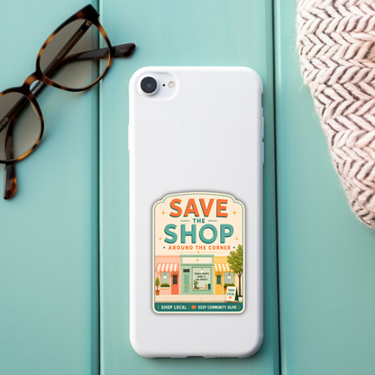 Save the Shop Around the Corner Sticker, Shop Local Decal