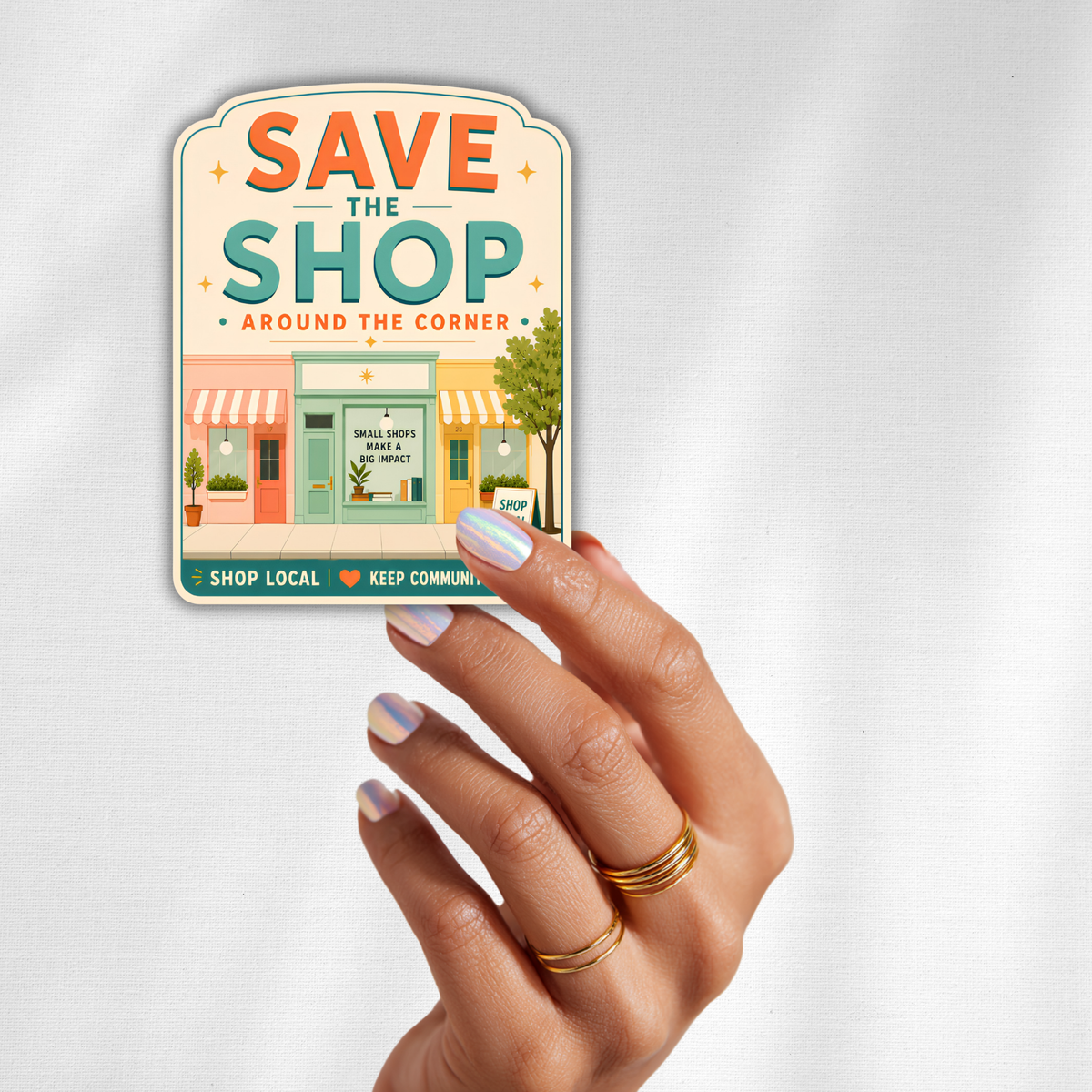 Save the Shop Around the Corner Sticker, Shop Local Decal