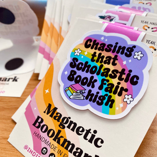 Skeleton And Cat Reader Magnetic Bookmark | Cozy Book Lover: No