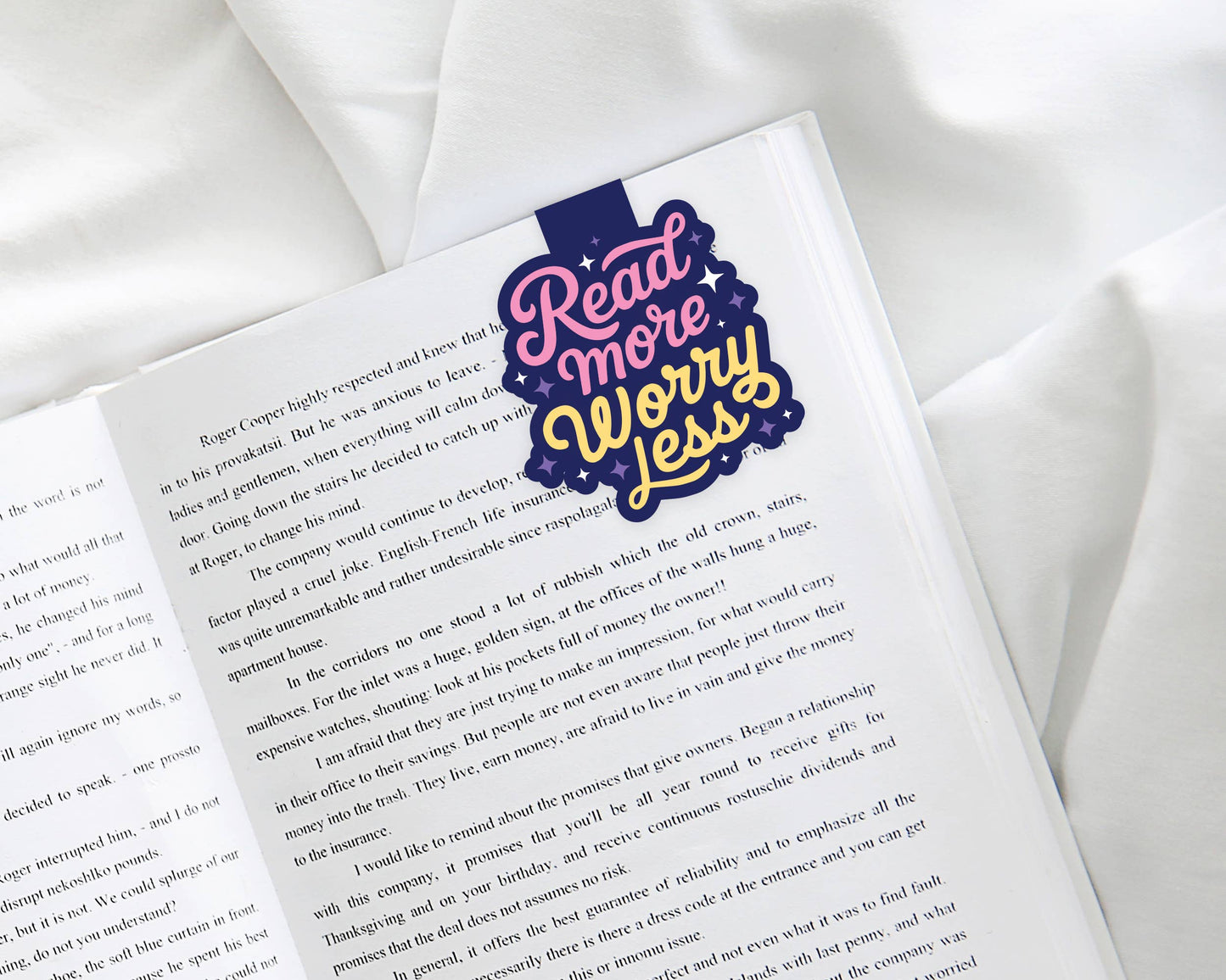 Magnetic Bookmark, Mental Health - Reading More Worry Less: Clear Cello Sleeve