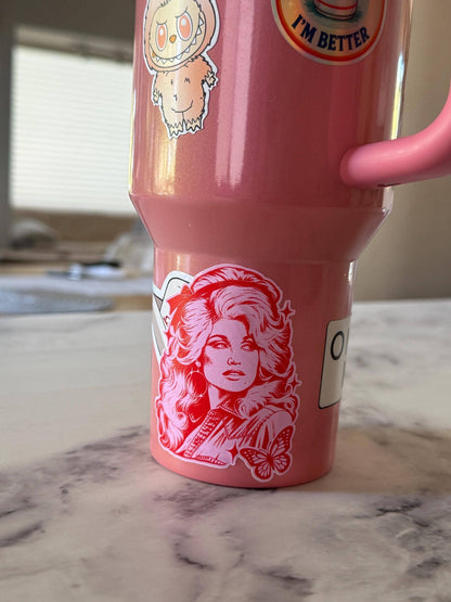 Dolly Parton Pink Retro Country Music Vinyl Sticke: Vinyl sticker