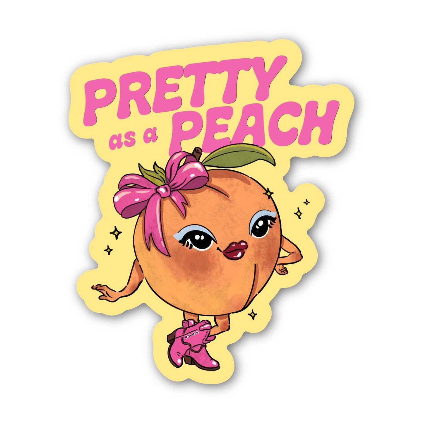 "Pretty as a peach" Cute Peach Southern Western Sticker