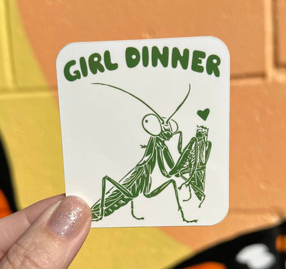 Girl Dinner Sticker (Glitter or White Available): White