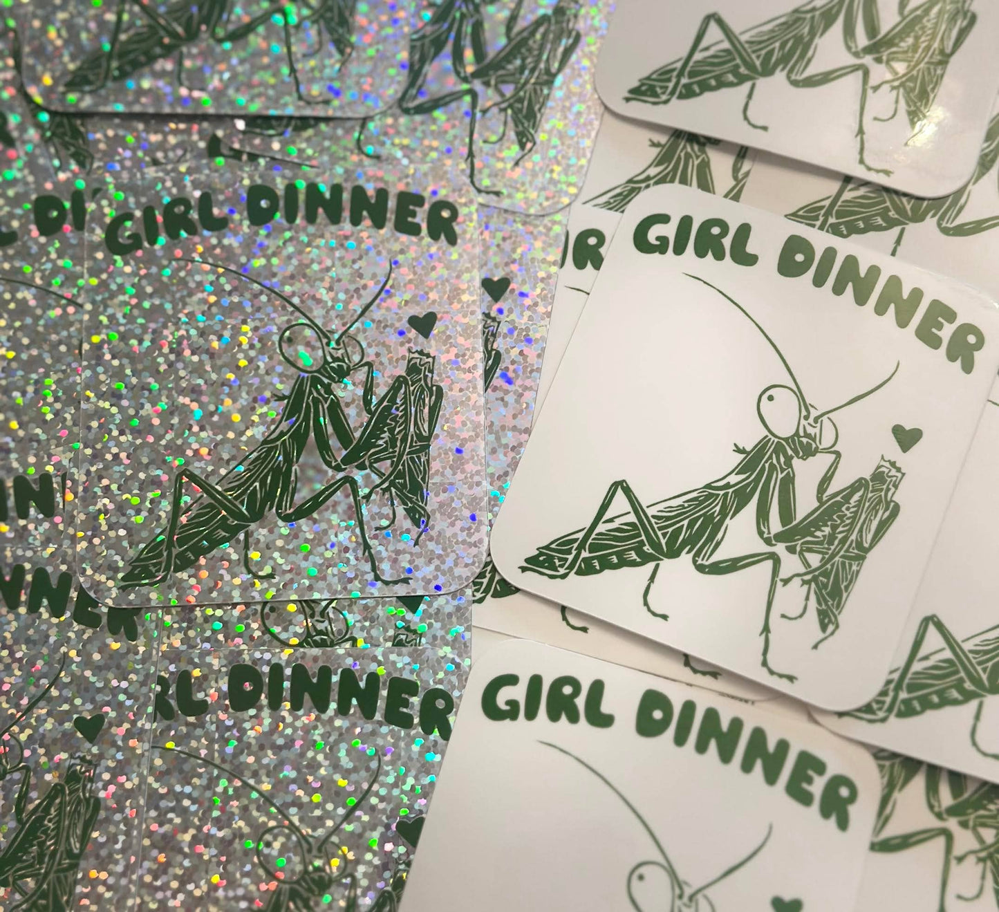 Girl Dinner Sticker (Glitter or White Available): White