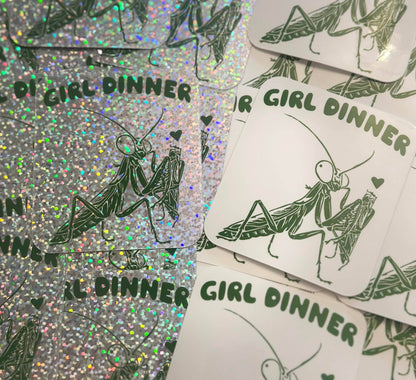 Girl Dinner Sticker (Glitter or White Available): White