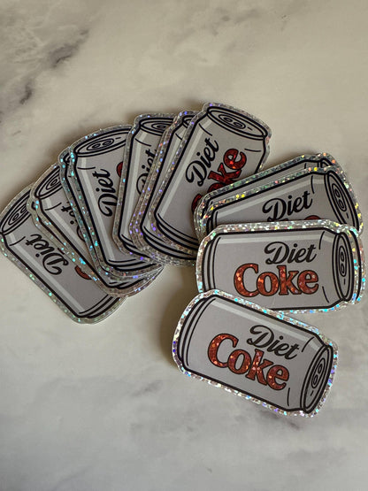 Diet Coke Can Glitter Sticker: Funny Waterproof Vi