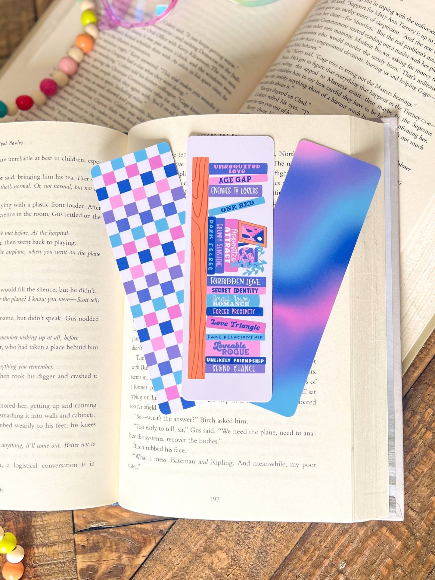 Book Trope Bookshelf Bookmark Set, Cool Tone: Glossy - Laminated / Book Tropes