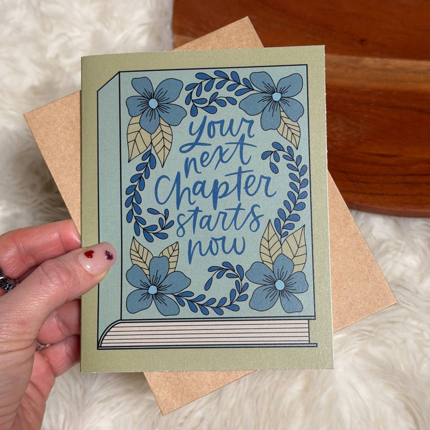 "Your next chapter starts now" Book Encouragement Card