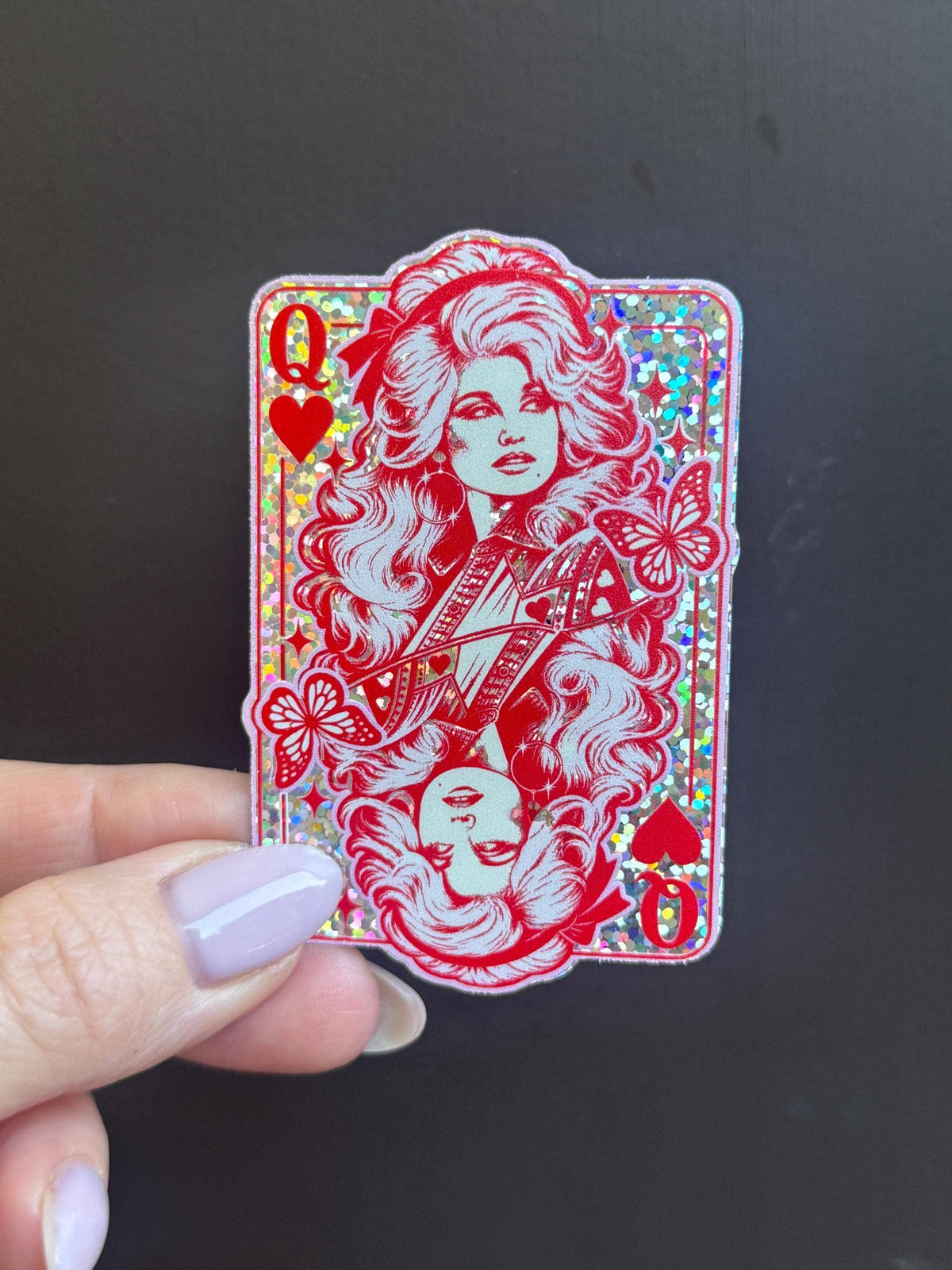 Dolly Parton Queen of Hearts Sticker: Vinyl sticker