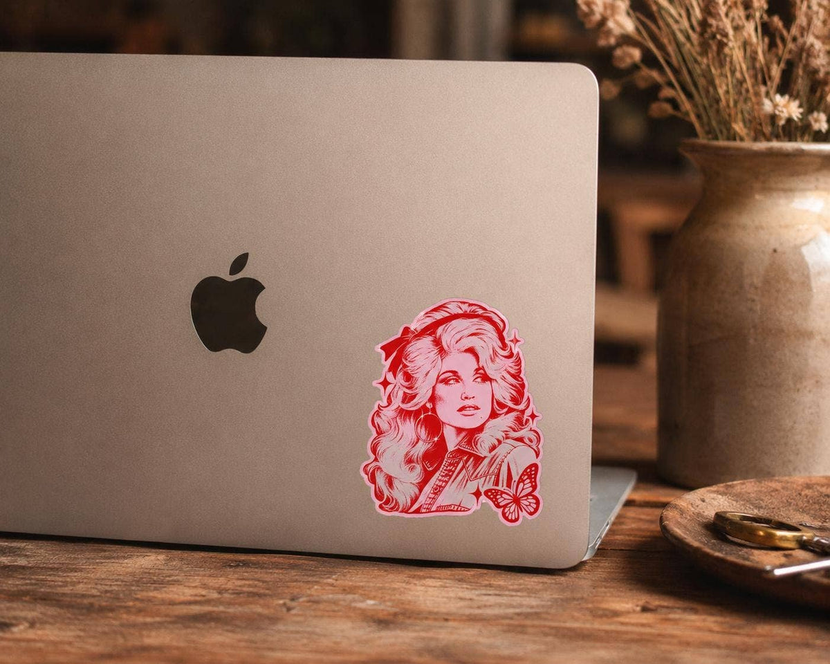 Dolly Parton Pink Retro Country Music Vinyl Sticke: Vinyl sticker