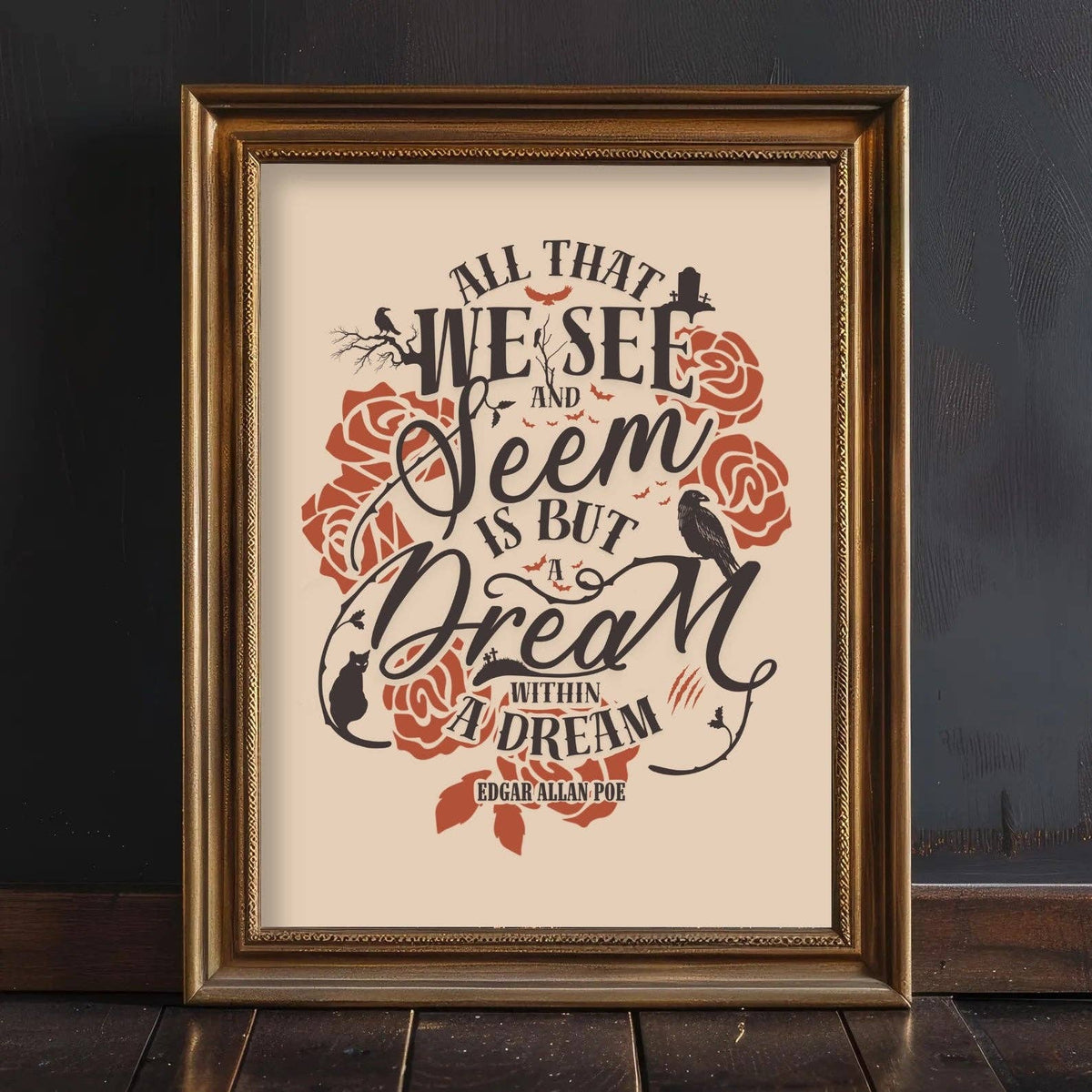 Gothic Library Halloween Wall Art Print Dracula Bookish Gift: 8x10" / All 3