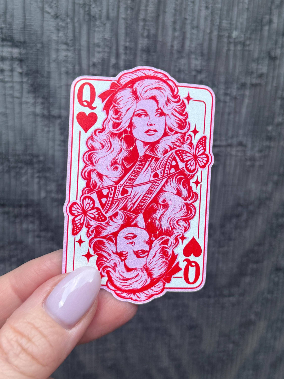 Dolly Parton Queen of Hearts Sticker: Vinyl sticker