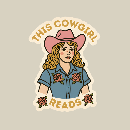 This Cowgirl Reads – Western Book Lover Sticker