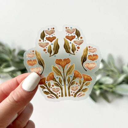 Floral paw print clear sticker