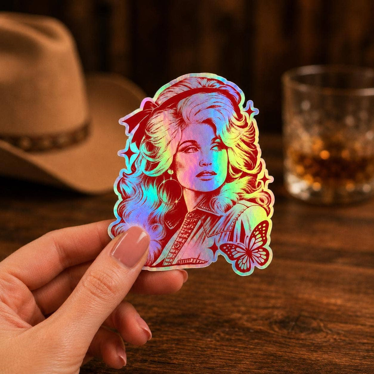 Dolly Parton Pink Retro Country Music Vinyl Sticke: Vinyl sticker