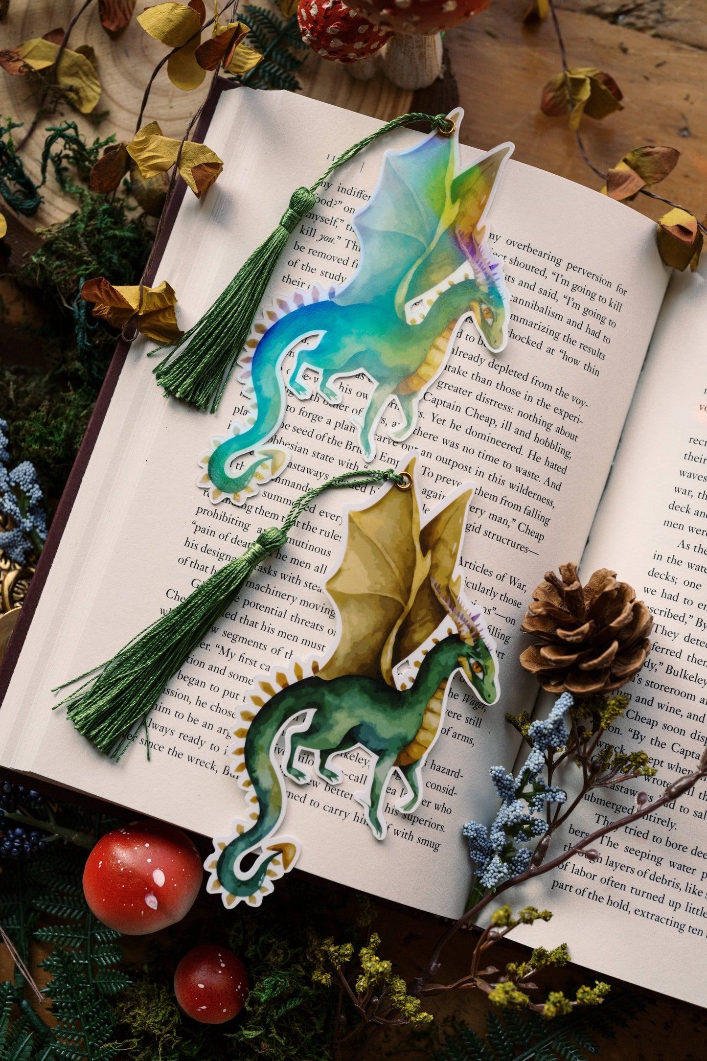 The Verdant Gold Dragon Bookmark: Non-Iridescent
