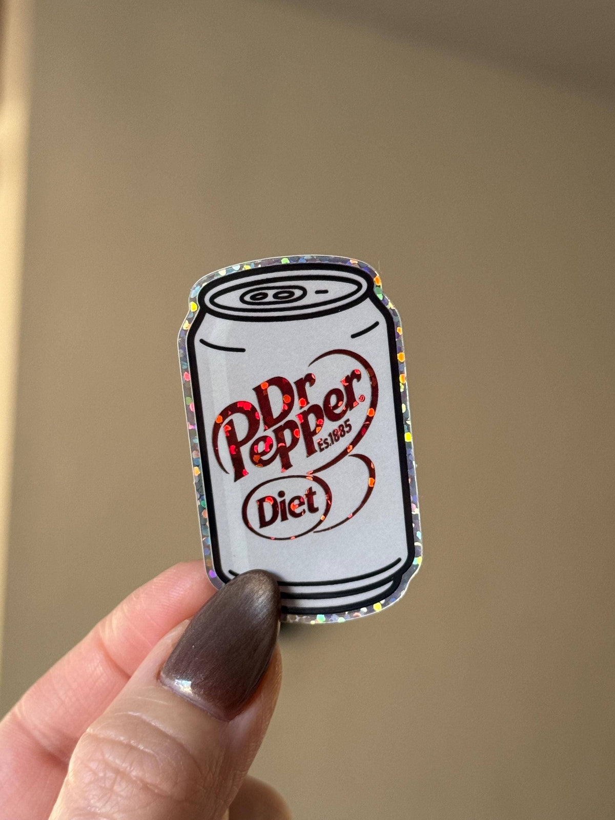Mini Diet Dr Pepper Glitter Sticker for Water Bott