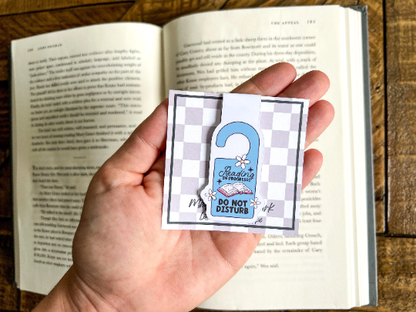 Reading Do Not Disturb Door Hanger, Magnetic Bookmark: White