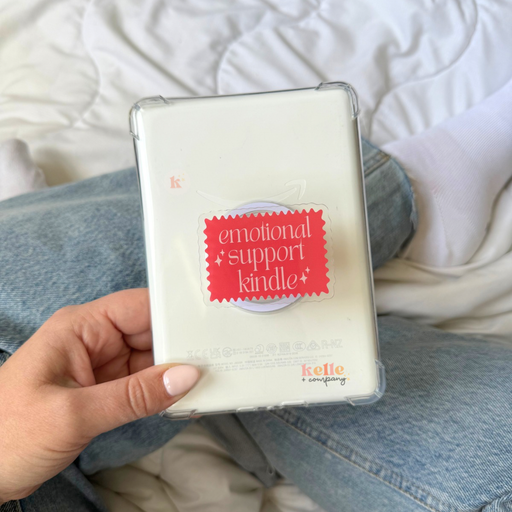 Emotional support kindle grip , kindle case, book lover gift: Black