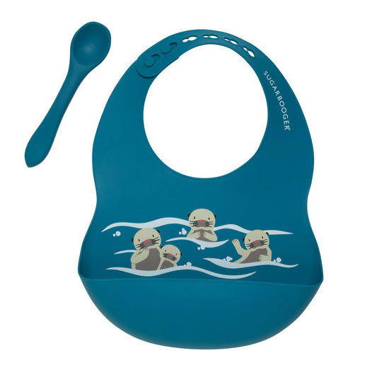 Fresh & Messy Silicone Bib & Spoon Set | Baby Otter