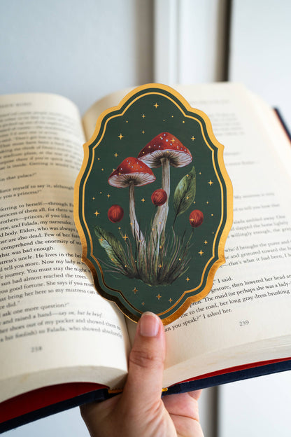 Vintage Mushroom Gold Foil Bookmark | Bookish Romantasy