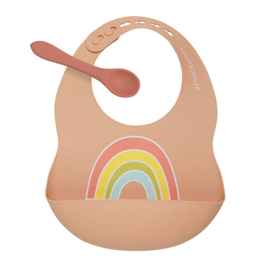 Fresh & Messy Silicone Bib & Spoon Set | Rainbow