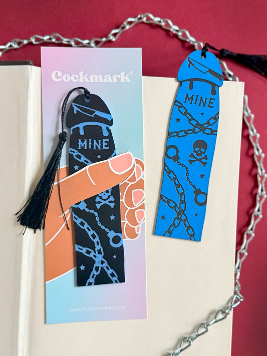 Dark Romance Cockmark Bookmark: Black/Engraved Blue