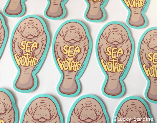 Manatee Sea Potato, Funny Sea Cow Vinyl Sticker
