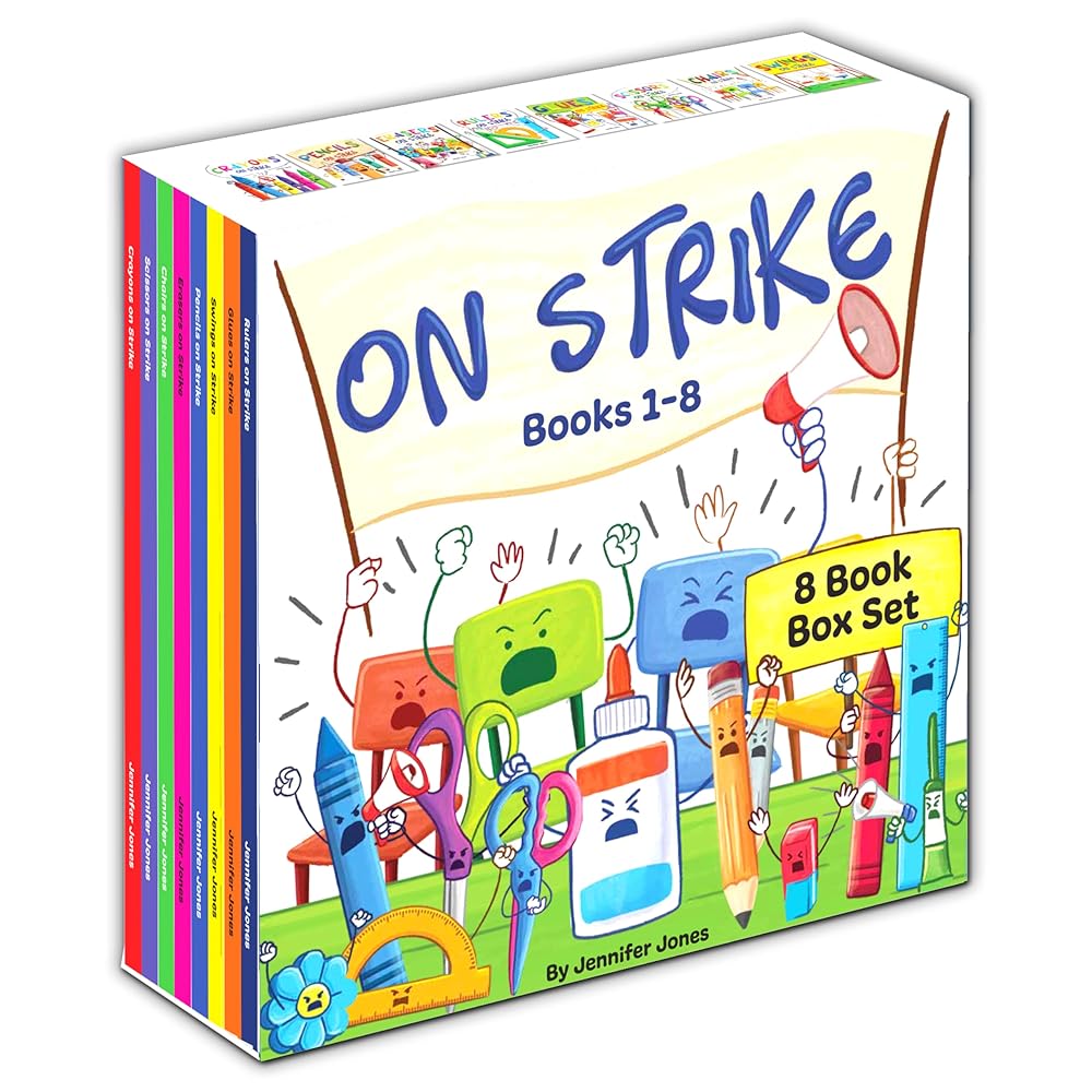 On Strike Box Set, Books 1-8: Pencils on Strike, Swings on Strike, Chairs on Strike, Glues On Strike, Crayons on Strike, Scissors on Strike, Erasers on Strike, Rulers on Strike cover image
