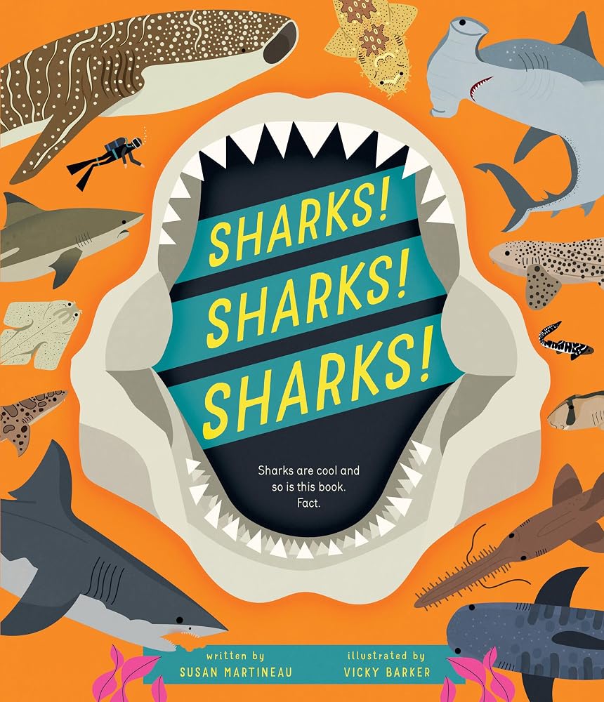 Sharks! Sharks! Sharks! (Happy Fox Books) For Kids Ages 5-10 - Hundreds of Fun Facts and Colorful Illustrations of Great Whites, Whale Sharks, Hammerheads, Tiger Sharks, and Many More cover image