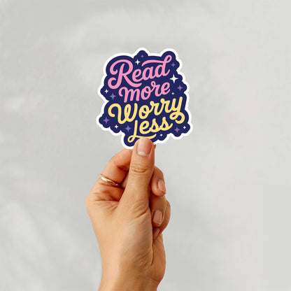 Bookish Stickers, Books - Read More Worry Less