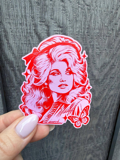 Dolly Parton Pink Retro Country Music Vinyl Sticke: Vinyl sticker