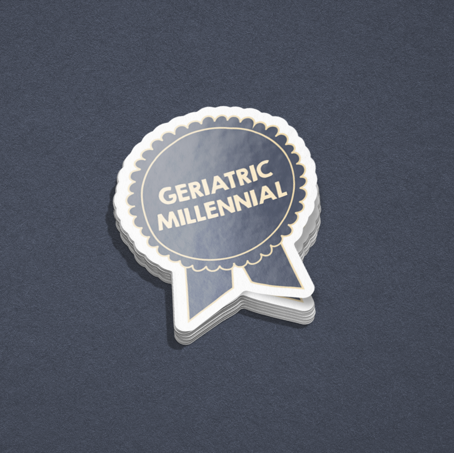 Sticker: Geriatric Millennial Ribbon Award Nostalgic 90s