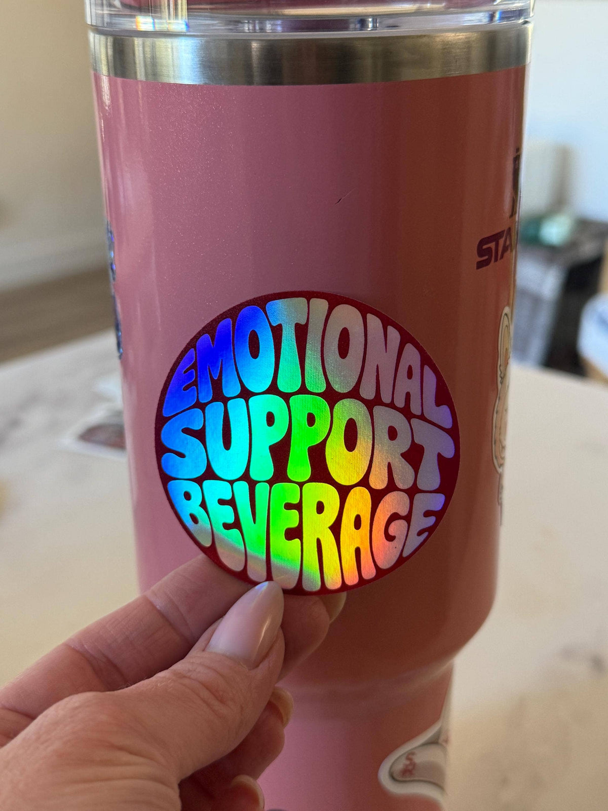 Emotional Support Beverage Sticker: Vinyl sticker