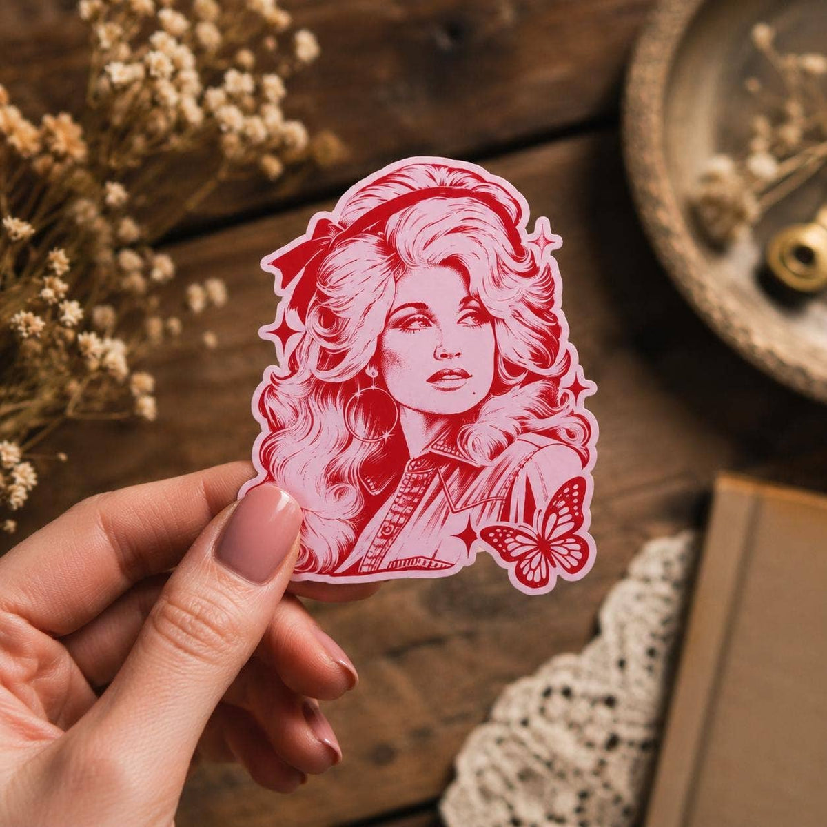 Dolly Parton Pink Retro Country Music Vinyl Sticke: Vinyl sticker