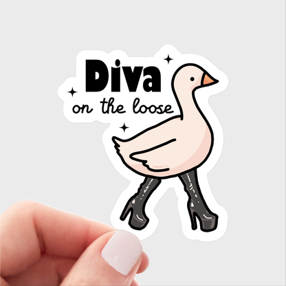 Diva on the Loose Sticker - hot, girly, girl, club, goose