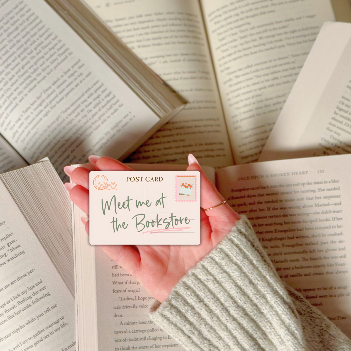 Meet Me at the Bookstore, Book Lover Postcard Gift