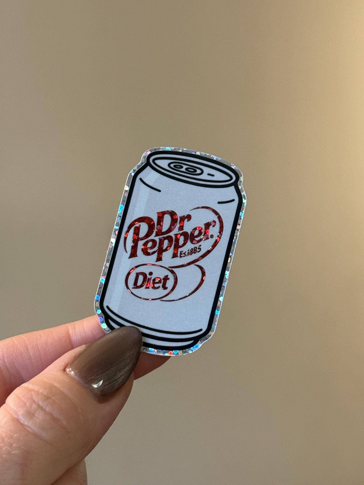 Mini Diet Dr Pepper Glitter Sticker for Water Bott