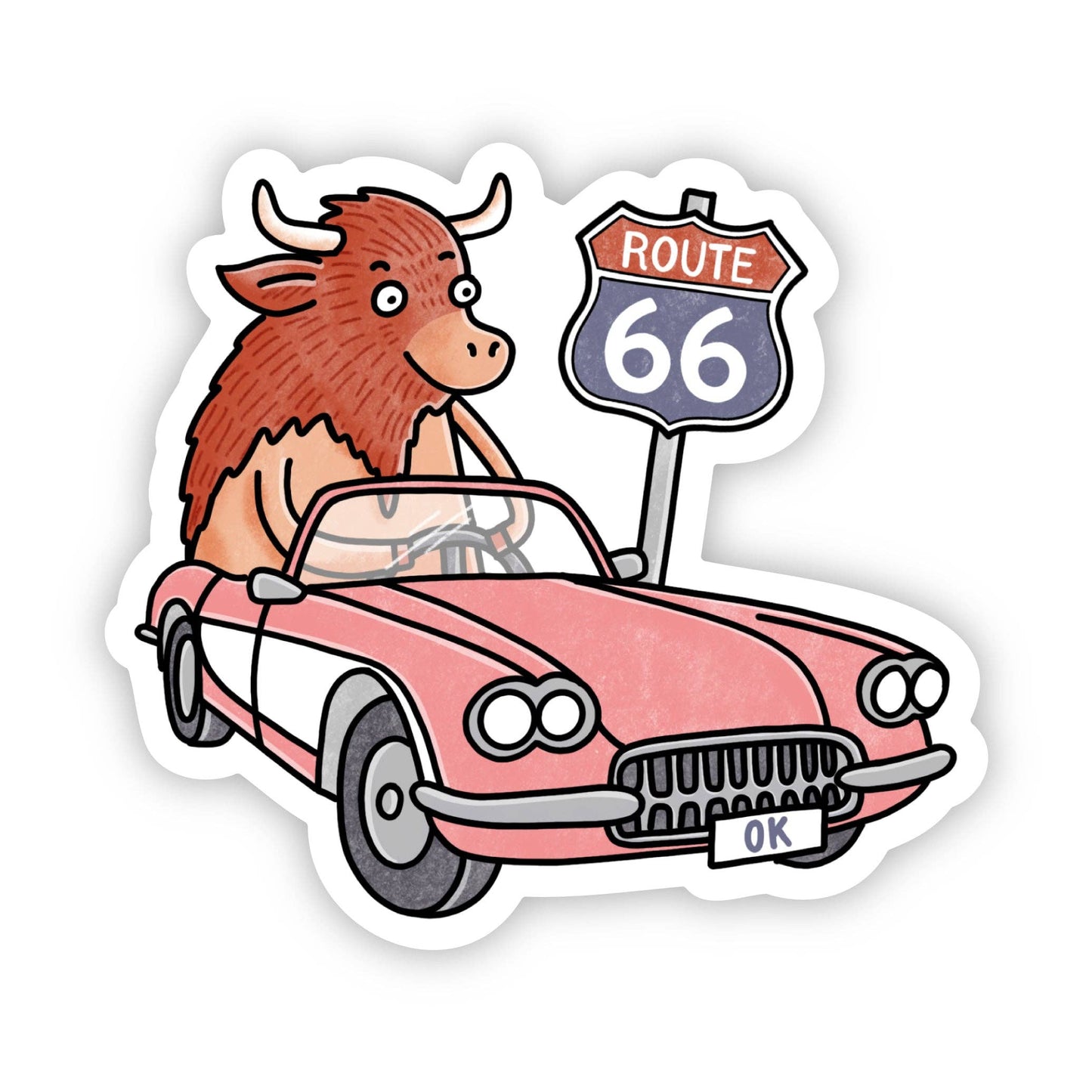 Oklahoma Route 66 Bull Car Sticker