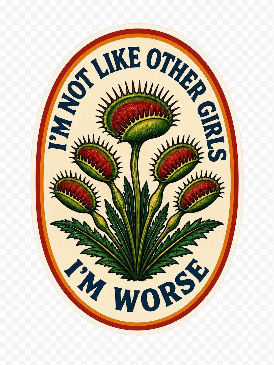 Not Like Other Girls Sticker, Venus Fly Trap: Oval / vinyl