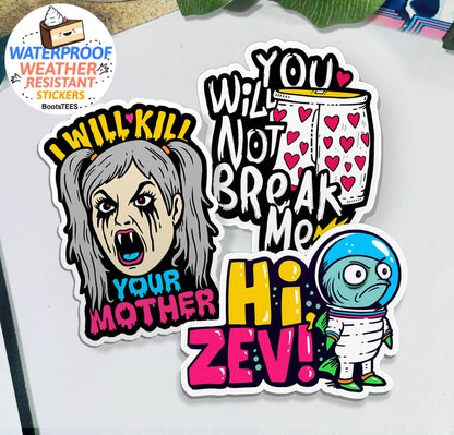 Dungeon Crawler Carl Quote Stickers 3" Hi Zev, Samantha, DCC: Hi Zev Stickers
